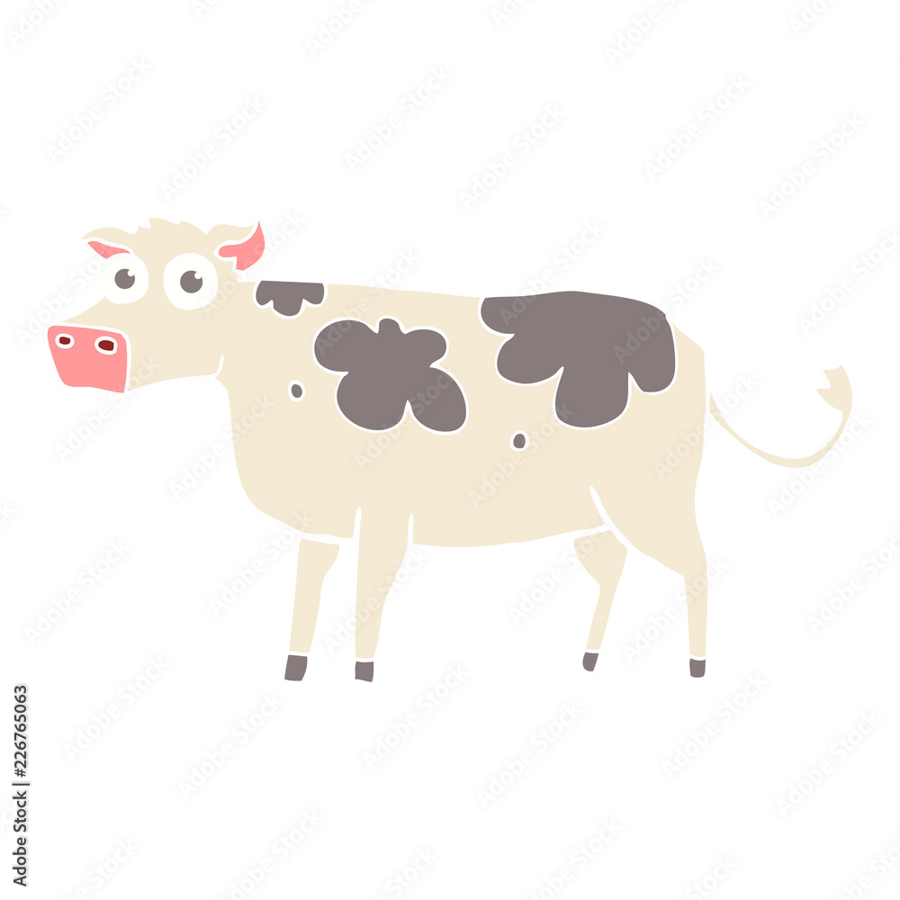 flat color illustration of a cartoon cow flat color illustration of a cartoon cow