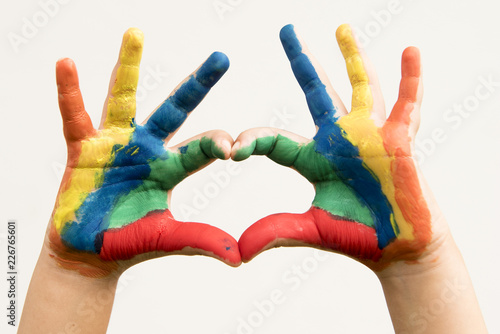 Wallpaper Mural Making a heart with fingers from hands painted with colors Torontodigital.ca