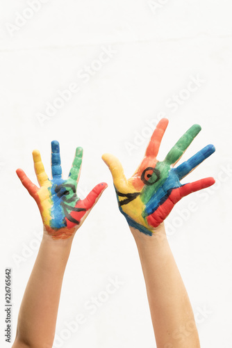 Wallpaper Mural hands with colorful paint talking Torontodigital.ca