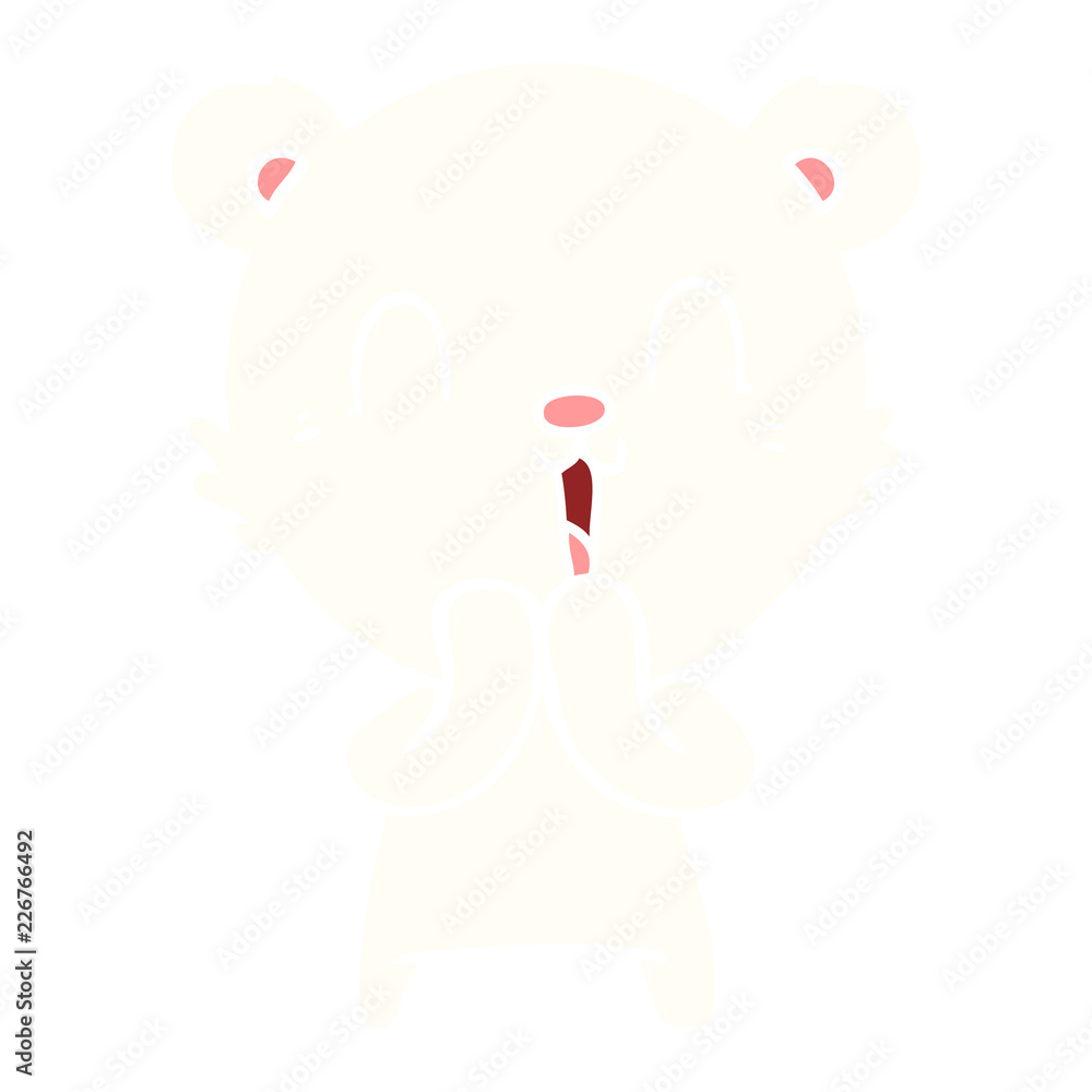 happy flat color style cartoon polar bear