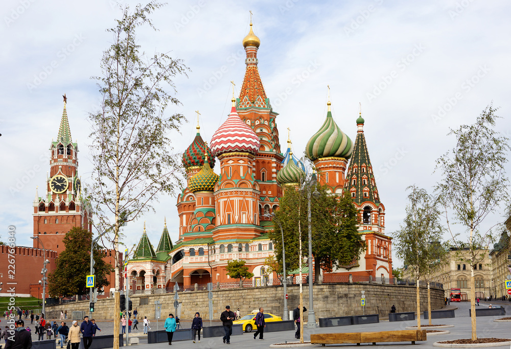 Moscow, Russia, St. Basil's Cathedral on Red square. This is one of the most beautiful and ancient temples in Moscow, the most important decoration of Red square. Moscow, Russia, St. Basil's Cathedral on Red square. This is one of the most beautiful and ancient temples in Moscow, the most important decoration of Red square.