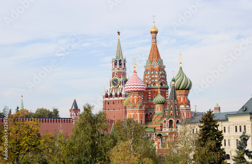 Moscow, Russia, St. Basil's Cathedral on Red square. This is one of the most beautiful and ancient temples in Moscow, the most important decoration of Red square.