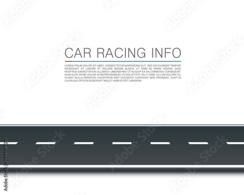 Paved path on the road, Curved road markings, Road leader info , Vector background
