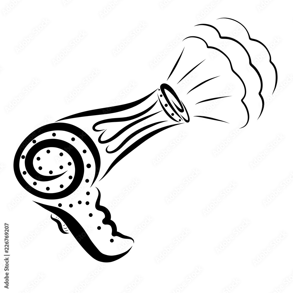 Included hair dryer, sketch black lines, pattern Stock Illustration | Adobe  Stock