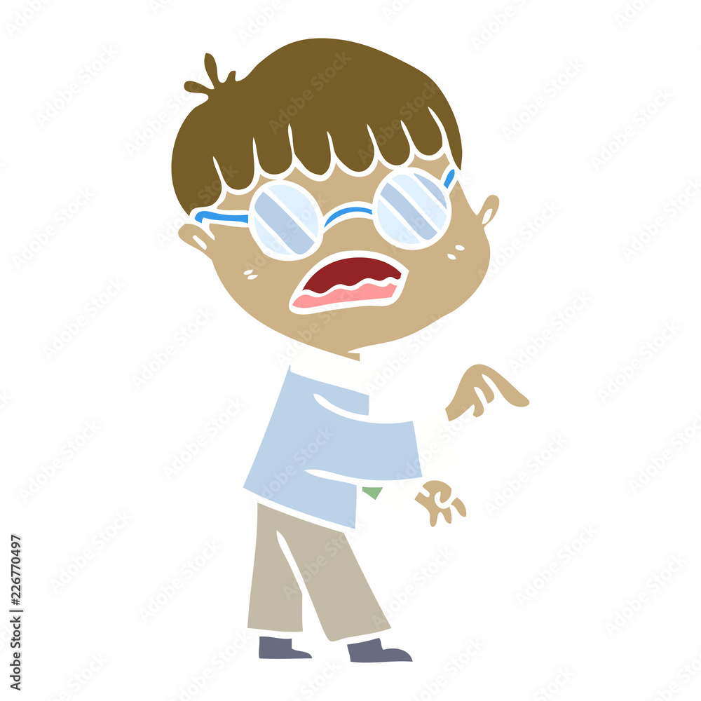 flat color style cartoon boy wearing spectacles flat color style cartoon boy wearing spectacles