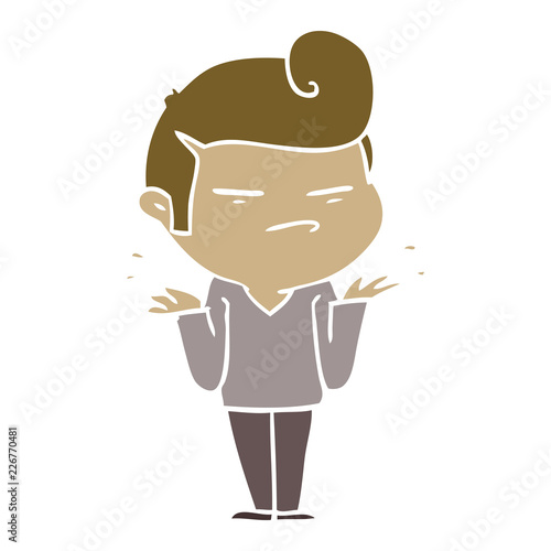 flat color style cartoon cool guy with fashion hair cut