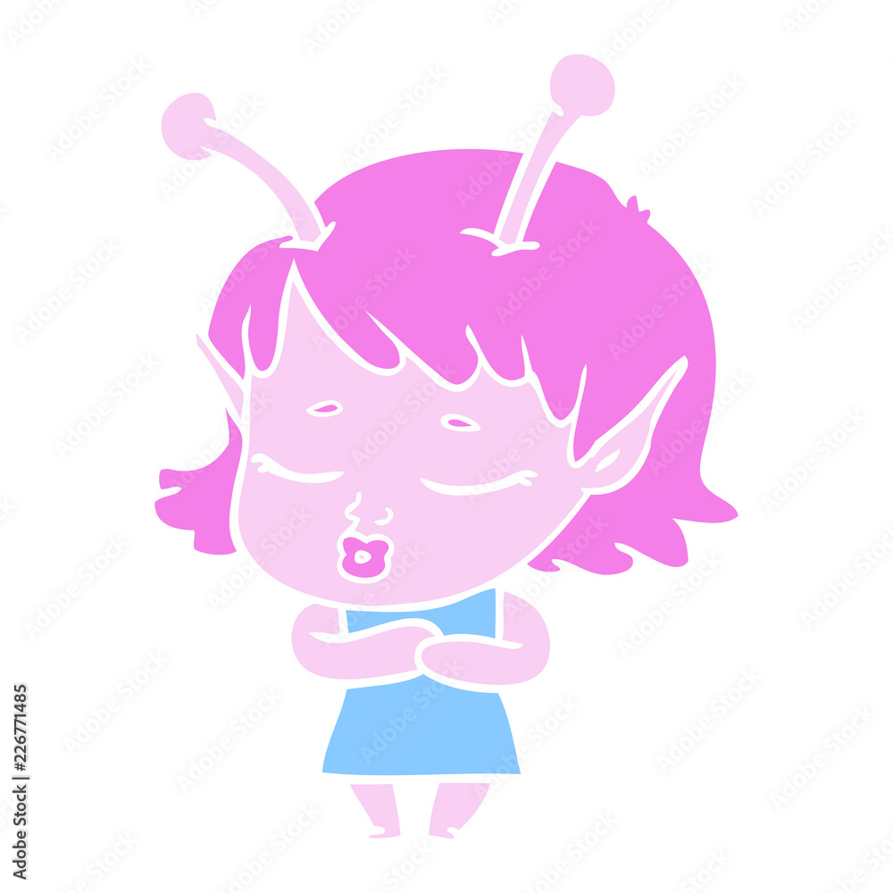 cute alien girl flat color style cartoon cute alien girl flat color style cartoon