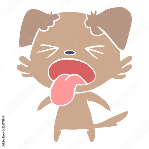 flat color style cartoon disgusted dog