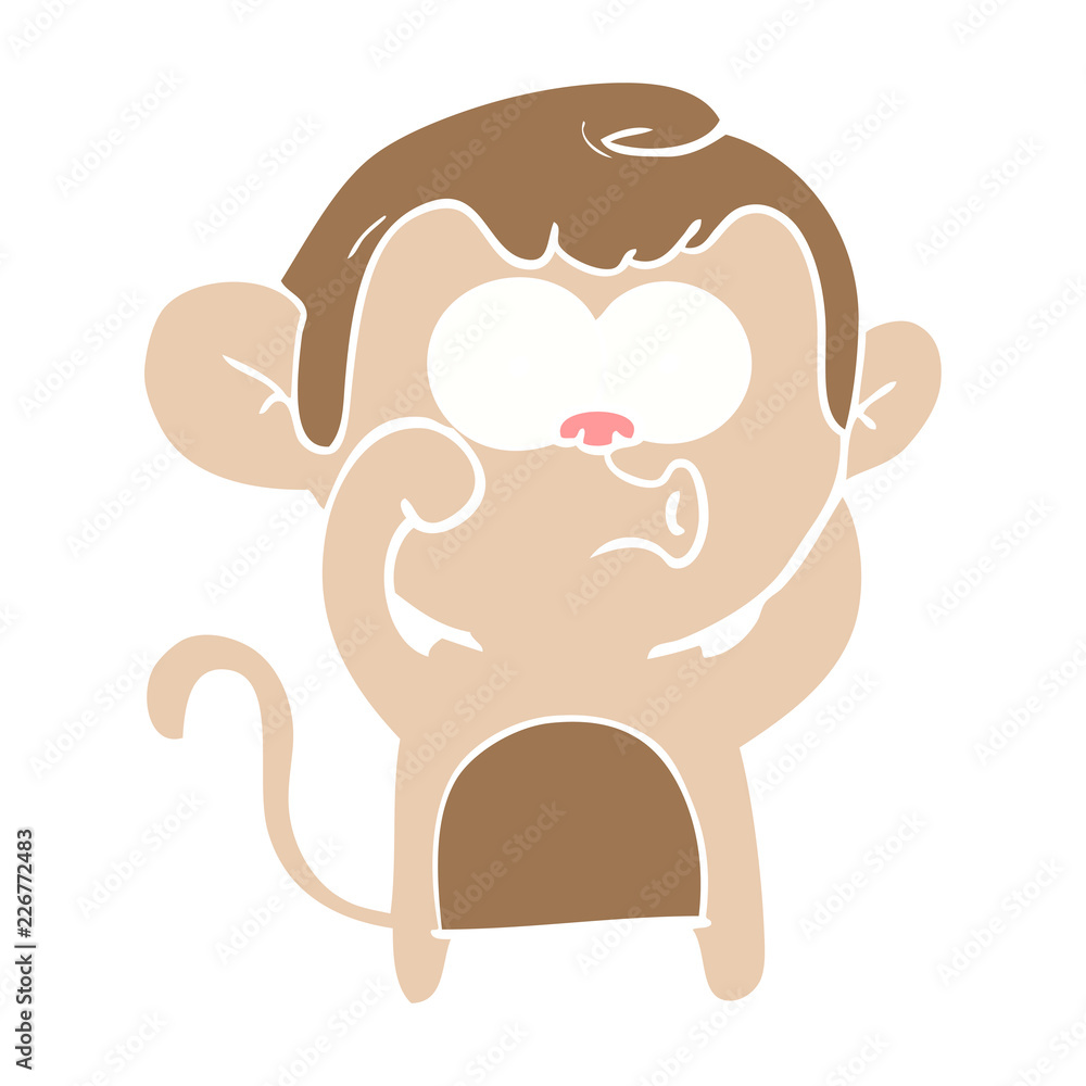Obraz premium flat color style cartoon hooting monkey