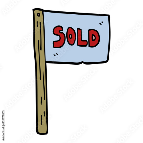 cartoon doodle sold sign