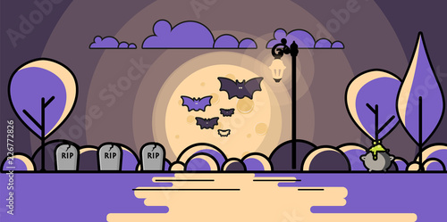 Halloween Flat Vector Design, Holiday Concept Flat Vector Illustration