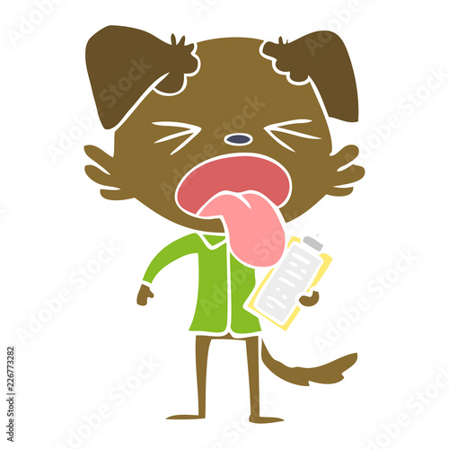 flat color style cartoon disgusted dog