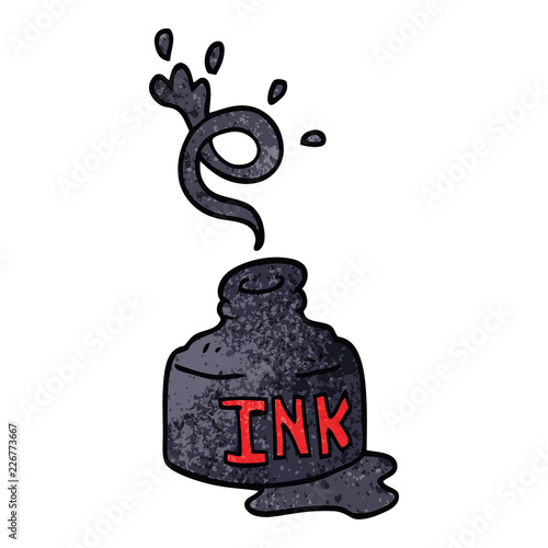 cartoon doodle spilled ink bottle
