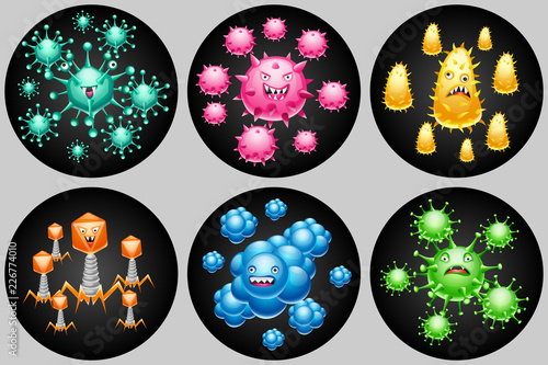 Background with little angry viruses.