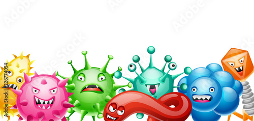 Background with little angry viruses.