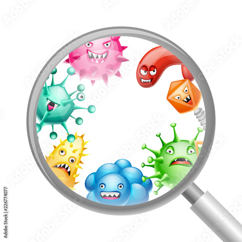 Background with little angry viruses.