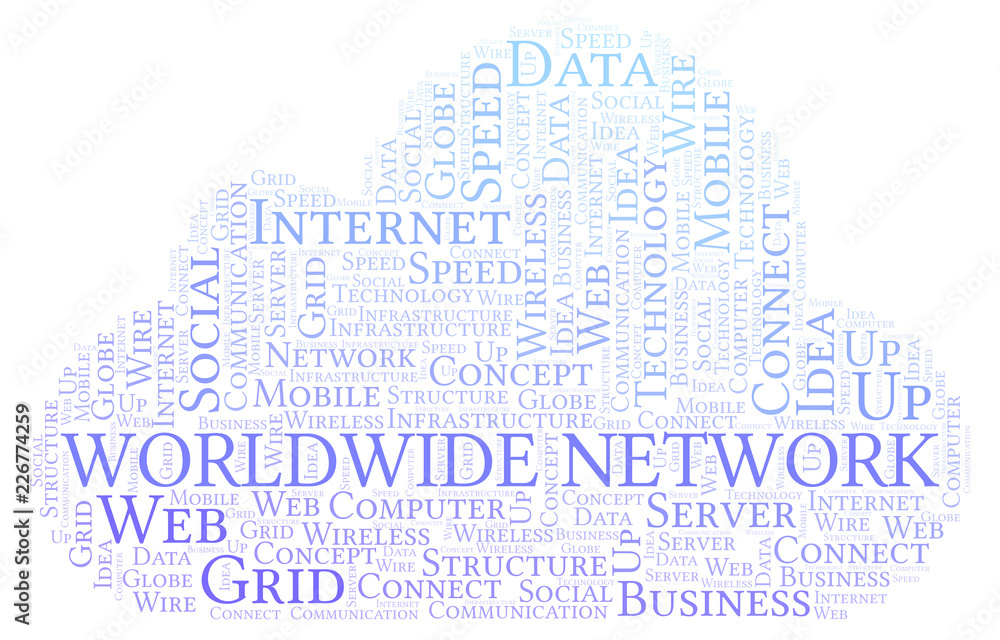 Obraz premium Worldwide Network word cloud.