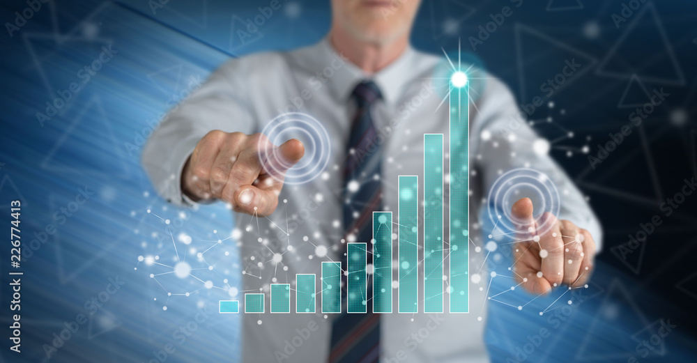Man touching a business success concept Man touching a business success concept