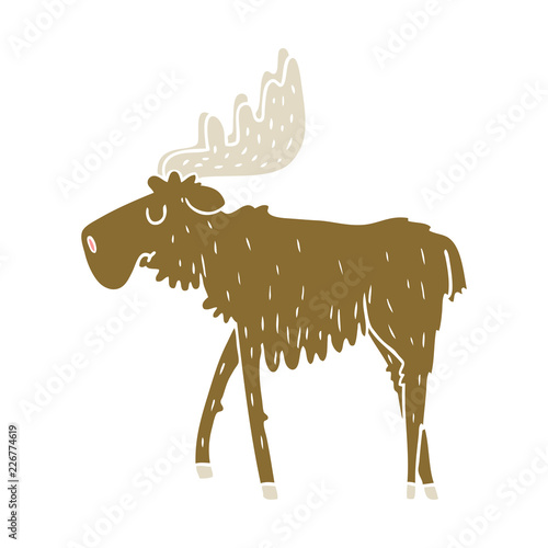 flat color style cartoon moose