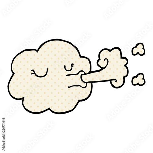 cartoon doodle cloud blowing a gale