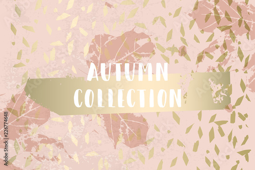 Autumn collection trendy chic gold blush background for social media, advertising, banner, invitation card, wedding, fashion header