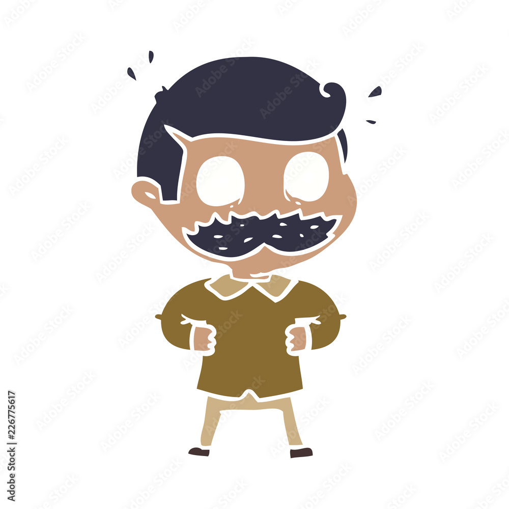 flat color style cartoon man with mustache shocked flat color style cartoon man with mustache shocked