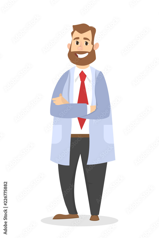 Doctor in the uniform standing and smiling