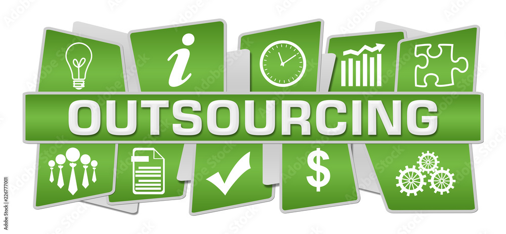 Fototapeta premium Outsourcing Green Symbols Top Bottom 