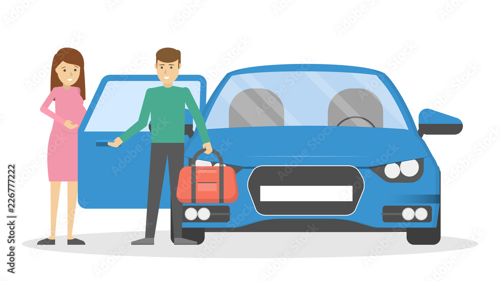 Man Open Car Door For Pregnant Woman Stock Vector Adobe Stock