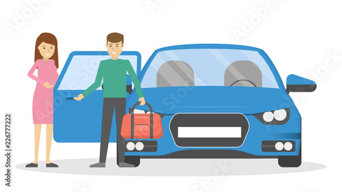 Man open car door for pregnant woman