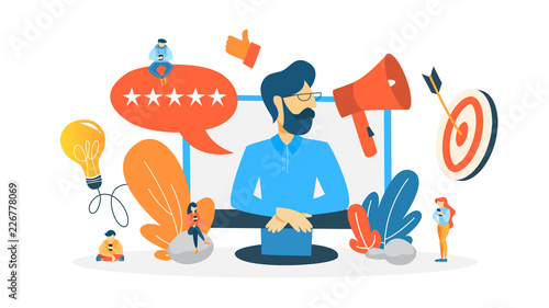 Online reputation concept. Building relationship with people