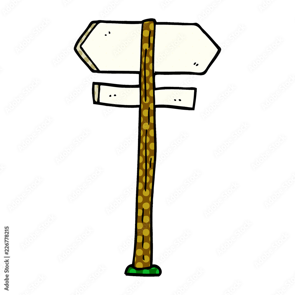 cartoon doodle painted direction sign posts cartoon doodle painted direction sign posts