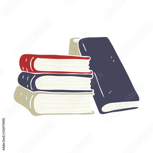 flat color illustration of a cartoon stack of books
