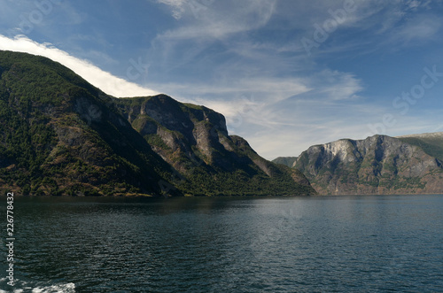 Mountains and fjord. Norwegian nature. Sognefjord. Flam, Norway 