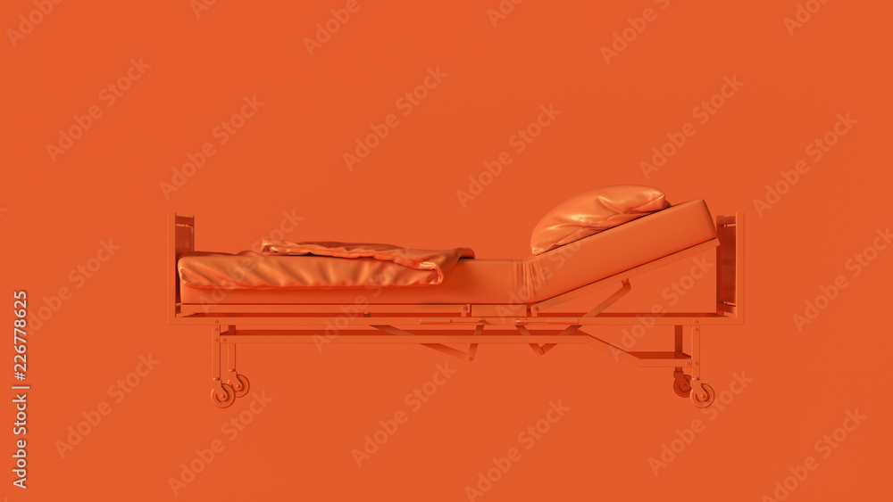 Orange Hospital Bed 3d illustration 3d rendering	