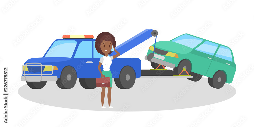 Roadside assistance tow truck illustration car vector