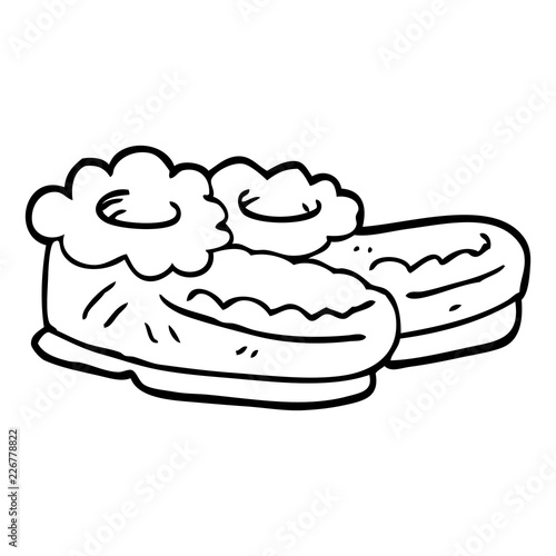 line drawing cartoon comfy slippers