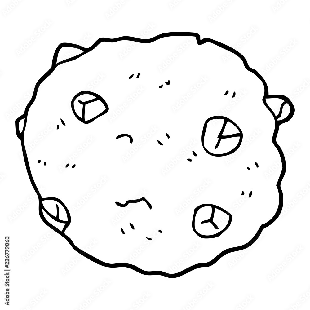 line drawing cartoon chocolate chip cookie line drawing cartoon chocolate chip cookie