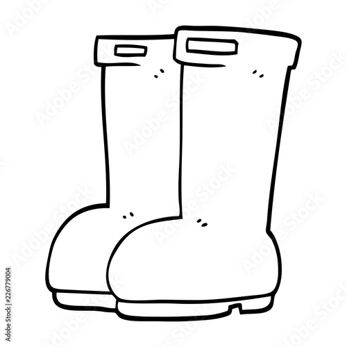 line drawing cartoon red wellies