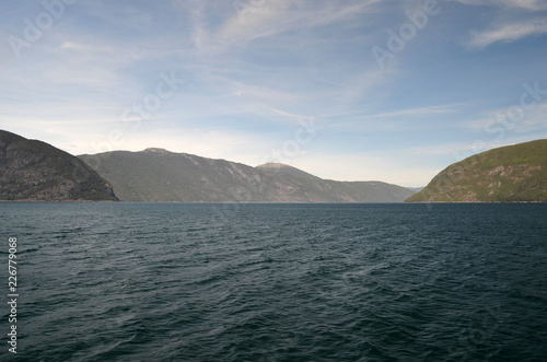 Mountains and fjord. Norwegian nature. Sognefjord. Flam, Norway 