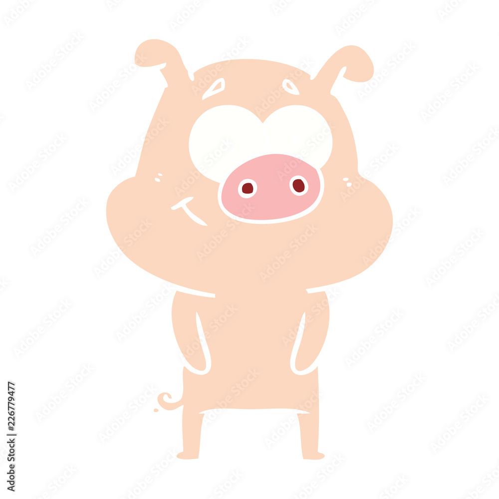 happy flat color style cartoon pig happy flat color style cartoon pig