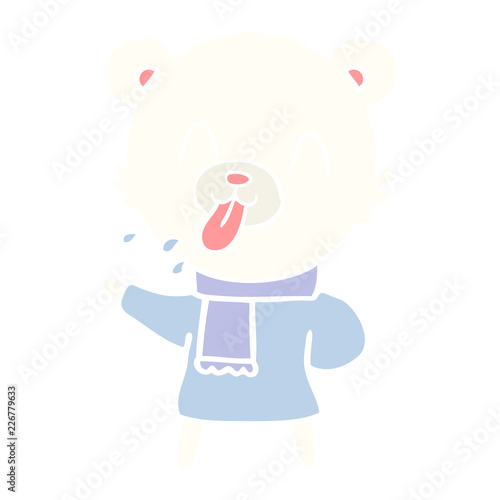 rude flat color style cartoon bear
