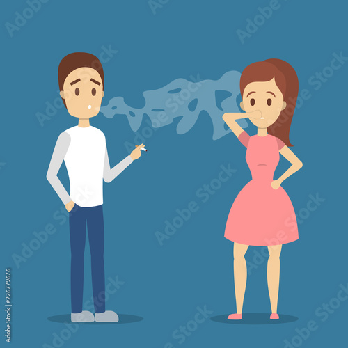Man smoking a cigarette in public place
