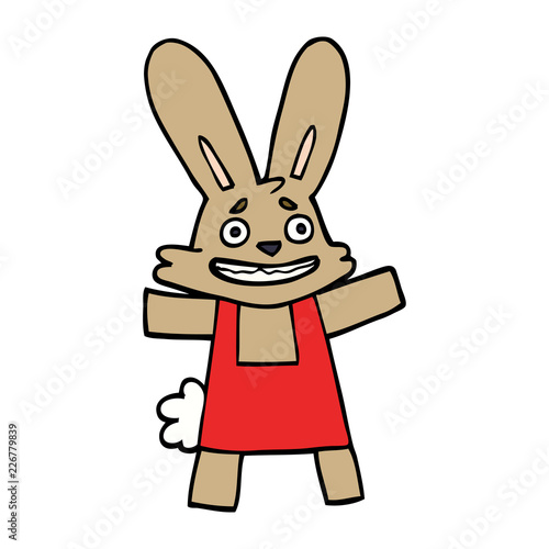 cartoon doodle scared looking rabbit