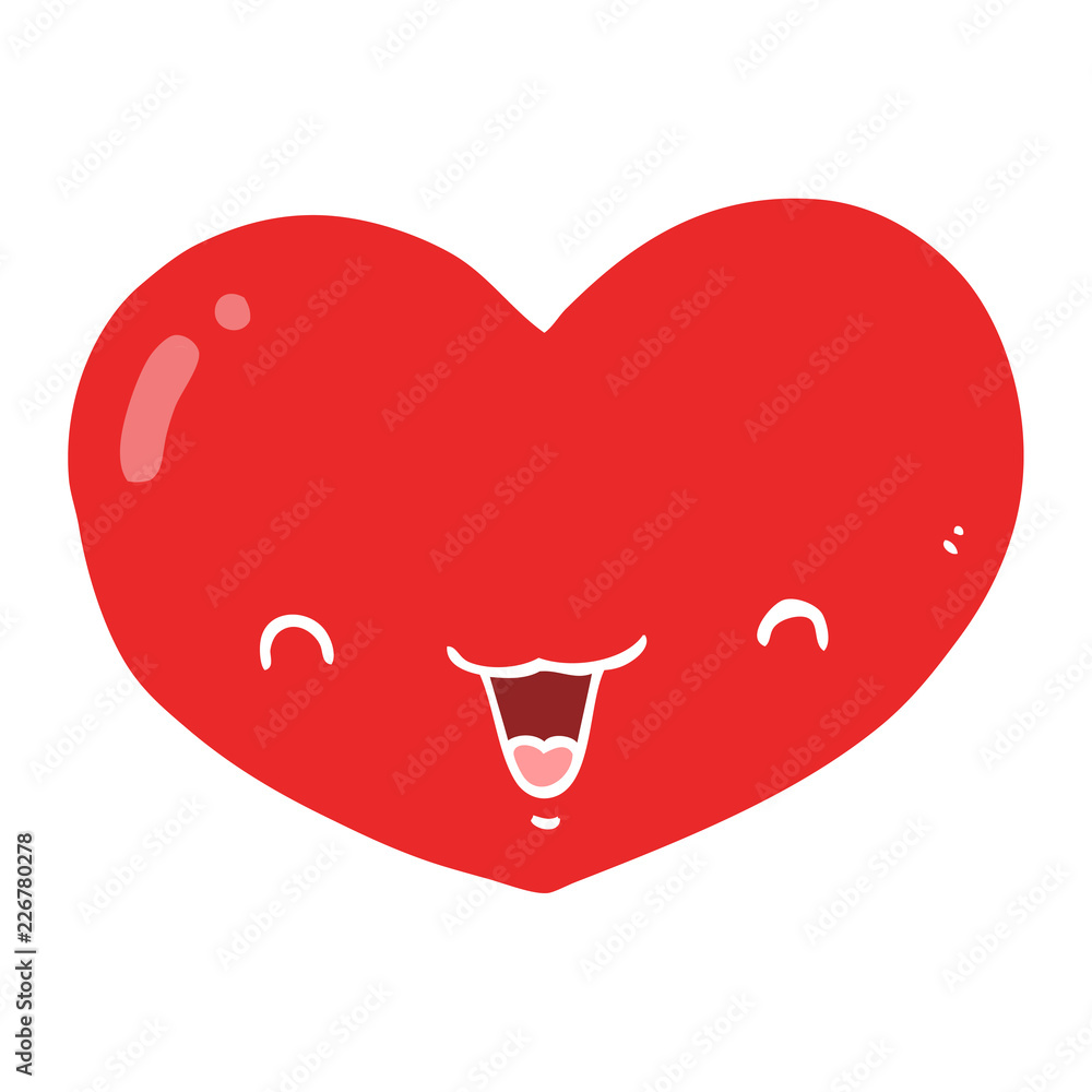 flat color style cartoon love heart character flat color style cartoon love heart character