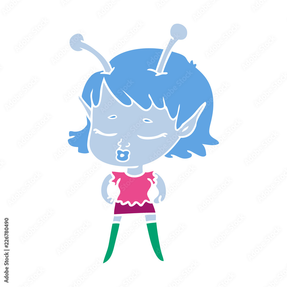 cute alien girl flat color style cartoon cute alien girl flat color style cartoon