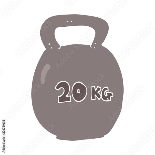 flat color illustration of a cartoon 20kg kettle bell