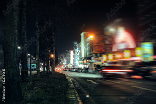 HAMBURG GERMANY Reeperbahn. Streets and buildings at night time exposure Europe