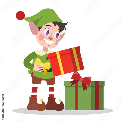 Cute christmas elf team in green clothes