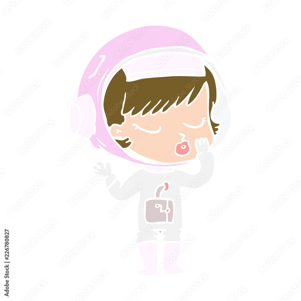 flat color style cartoon pretty astronaut girl flat color style cartoon pretty astronaut girl